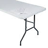 Bulk 12 Pc. 6 Ft. White Fitted Rectangle Plastic Tablecloths Image 1