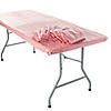 Bulk 12 Pc. 8 Ft. Red &amp; White Gingham Rectangle Fitted Disposable Plastic Tablecloths Image 1