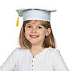 Bulk 12 Pc. Kids' White Felt Elementary School Graduation Mortarboard Hats Image 1