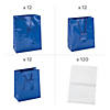 Bulk  156 Pc. Blue Gift Bags with Tissue Kit Image 1
