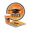 Bulk 200 Pc. Class of 2023 Graduation Party Orange Tableware Kit for 50 Guests Image 1