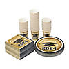 Bulk 200 Pc. Class of 2024 Graduation Party Gold Disposable Tableware Kits for 50 Guests Image 1
