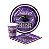 Bulk 200 Pc. Class of 2024 Graduation Party Purple Disposable Tableware Kits for 50 Guests Image 1