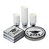 Bulk 200 Pc. Class of 2024 Graduation Party Silver Disposable Tableware Kits for 50 Guests Image 1