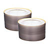 Bulk 200 Pc. Premium Clear Plastic Dinner Plates with Gold Trim Image 1