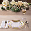 Bulk 200 Pc. Premium Clear Plastic Dinner Plates with Gold Trim Image 1