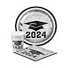 Bulk 400 Pc. Class of 2024 Silver Disposable Tableware Kits for 100 Guests Image 1