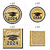 Bulk 467 Pc. Gold 2024 Graduation Disposable Tableware Kit for 50 Guests Image 1