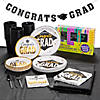 Bulk 477 Pc. Black & Gold Congrats Grad Graduation Party Tableware Kit for 50 Guests Image 1