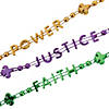 Bulk 72 Pc. Justice, Faith, Power Mardi Gras Bead Necklaces Image 1