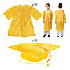 Bulk Elementary School Shiny Yellow Graduation Cap & Gown Sets for 12 Image 1