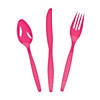 Bulk Hot Pink Plastic Cutlery Sets for 70 Image 1