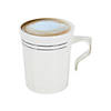 Bulk Premium 8 oz. White with Silver Edge Rim Round Plastic Coffee Mugs - 120 Ct. Image 1