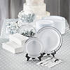 Bulk Premium White & Silver Plastic Tableware Kit for 96 Guests Image 1