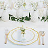 Bulk Premium White Plastic Dinner Plates with Ornate Gold Trim - 72 Pc. Image 2