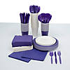 Bulk Purple & White Disposable Tableware Kit for 48 Guests Image 1