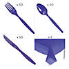 Bulk Purple & White Disposable Tableware Kit for 48 Guests Image 2
