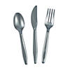 Bulk Silver Plastic Cutlery Sets for 70 Image 1