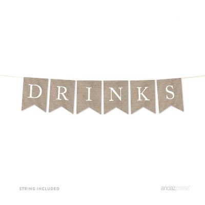 Burlap Drinks Banner - 4 x 5.5 Inch Image 1
