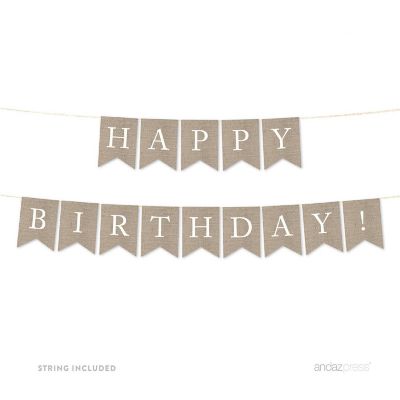 Burlap Happy Birthday - 4 x 5.5 Inch Image 1