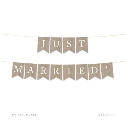 Burlap Just Married - 4 x 5.5 Inch Image 1