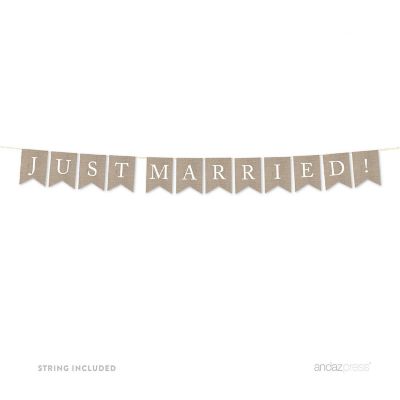 Burlap Just Married - 4 x 5.5 Inch Image 1