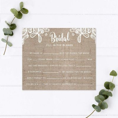 Burlap Lace Fill Blanks Bride 20pk Image 1