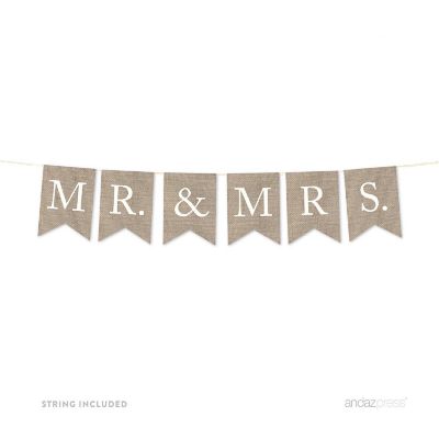 Burlap Mr &amp; Mrs Wedding - 4 x 5.5 Inch Image 1