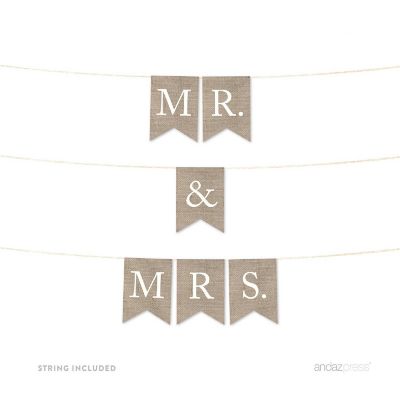 Burlap Mr &amp; Mrs Wedding - 4 x 5.5 Inch Image 1