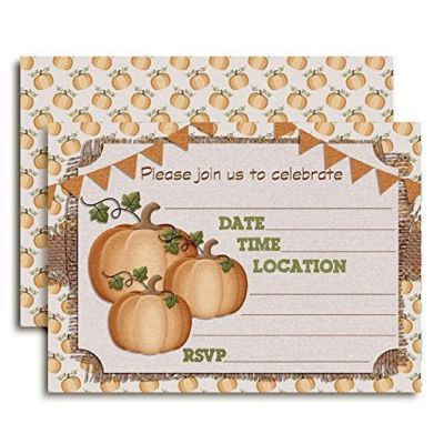 Burlap Pumpkin Birthday Invitations 40pc. by AmandaCreation Image 1