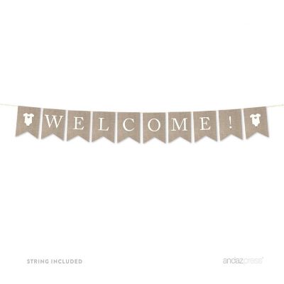 Burlap Welcome Banner - 4 x 5.5 Inch Image 1