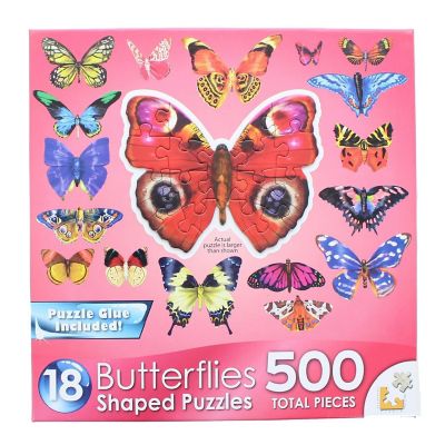 Butterflies III  18 Mini Shaped Jigsaw Puzzles  500 Color Coded Pieces Image 1
