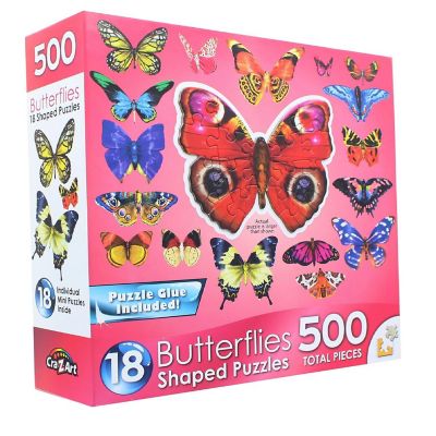 Butterflies III  18 Mini Shaped Jigsaw Puzzles  500 Color Coded Pieces Image 1