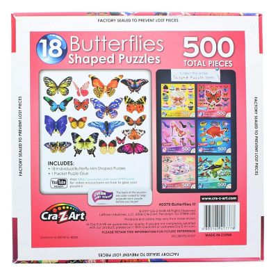 Butterflies III  18 Mini Shaped Jigsaw Puzzles  500 Color Coded Pieces Image 2