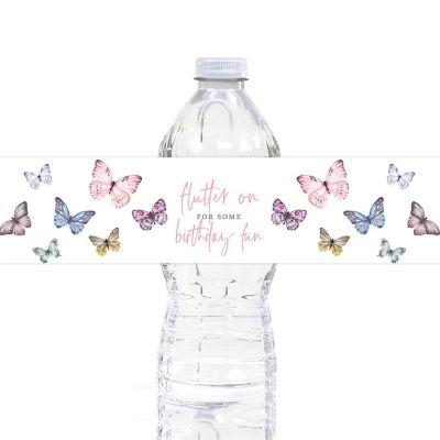 Butterfly Bday Bottle Label 40 2.5x8.5in Image 1