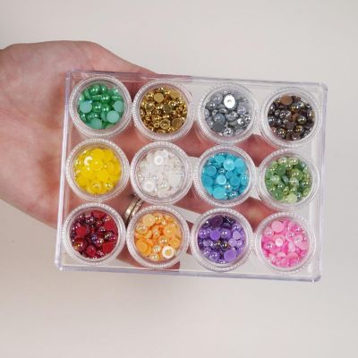 Buttons Galore and More Assorted Half Pearls - 12 Colors Image 1