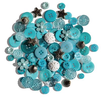 Buttons Galore Treasure Box Fancy Designer Buttons for Sewing and Crafts - 100+ Buttons - Low Tide Image 1
