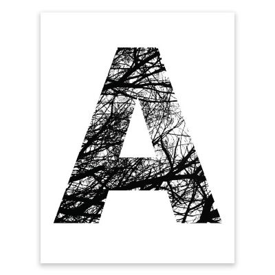 BW Tree Branches Letter A 8.5x11 Image 1