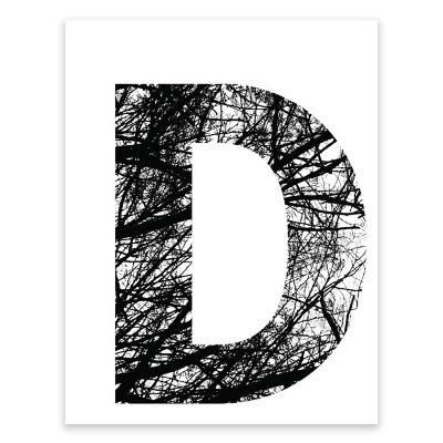 BW Tree Branches Letter D 8.5x11 Image 1