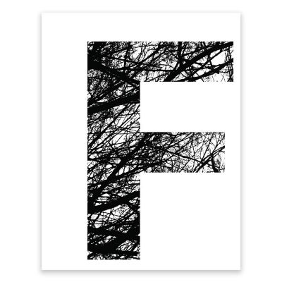 BW Tree Branches Letter F 8.5x11 Image 1