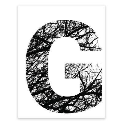 BW Tree Branches Letter G 8.5x11 Image 1