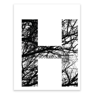 BW Tree Branches Letter H 8.5x11 Image 1