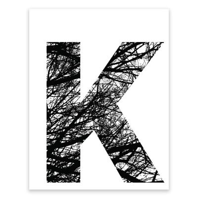 BW Tree Branches Letter K 8.5x11 Image 1