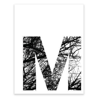BW Tree Branches Letter M 8.5x11 Image 1