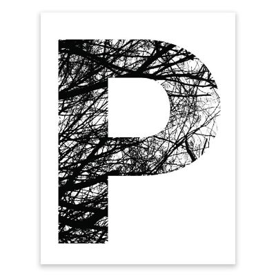 BW Tree Branches Letter P 8.5x11 Image 1