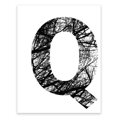 BW Tree Branches Letter Q 8.5x11 Image 1