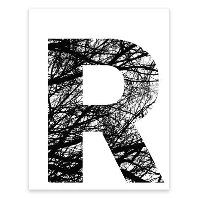 BW Tree Branches Letter R 8.5x11 Image 1