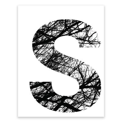 BW Tree Branches Letter S 8.5x11 Image 1