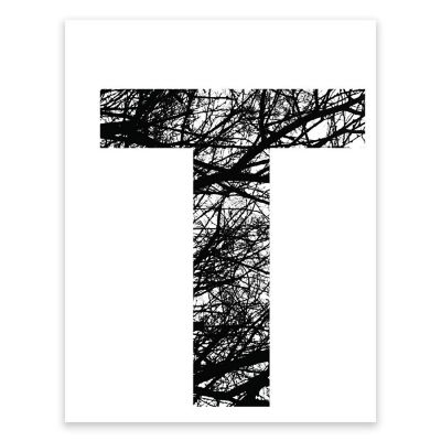 BW Tree Branches Letter T 8.5x11 Image 1