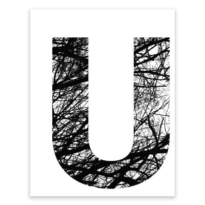 BW Tree Branches Letter U 8.5x11 Image 1
